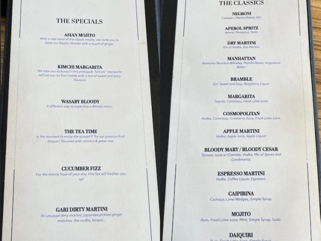 Drinks Menu